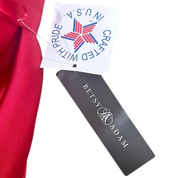 Nwt betsy & Adam Vibrant Red One-Shoulder big bow Gown made in USA size 14 - Picture 12 of 16